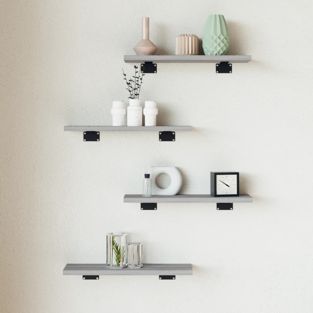 Étagères murales 4 pcs sonoma gris 40x10x1,5 cm bois ingénierie