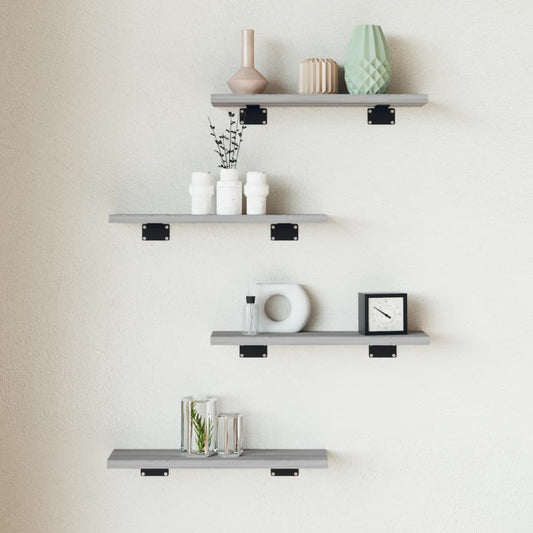 Étagères murales 4 pcs sonoma gris 40x10x1,5 cm bois ingénierie