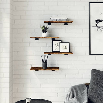 Étagères murales 4 pcs chêne fumé 40x20x1,5cm bois d'ingénierie