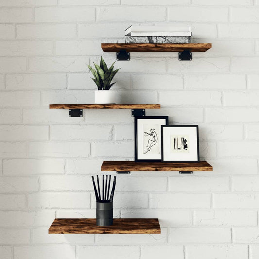 Étagères murales 4 pcs chêne fumé 40x20x1,5cm bois d'ingénierie