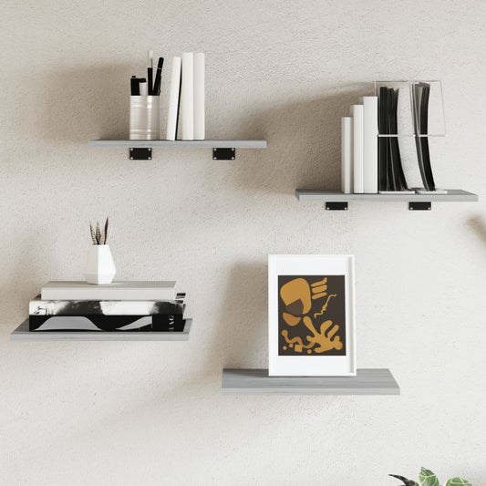Étagères murales 4 pcs sonoma gris 40x30x1,5 cm bois ingénierie