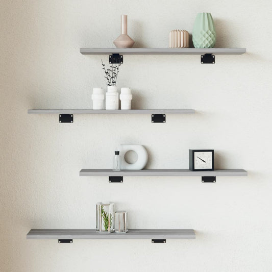 Étagères murales 4 pcs sonoma gris 60x10x1,5 cm bois ingénierie