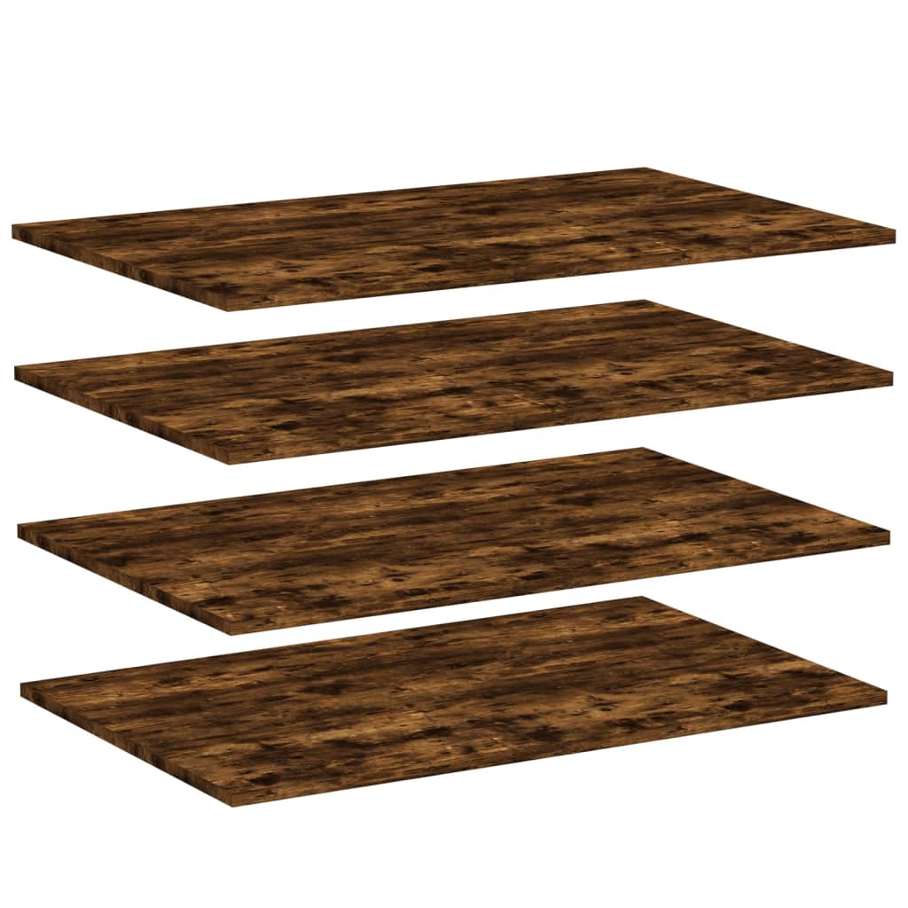 Étagères murales 4 pcs chêne fumé 80x50x1,5cm bois d'ingénierie