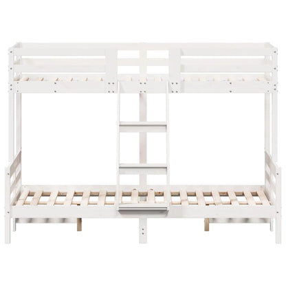 Lit superposé sans matelas 80x200/120x200 cm blanc bois massif