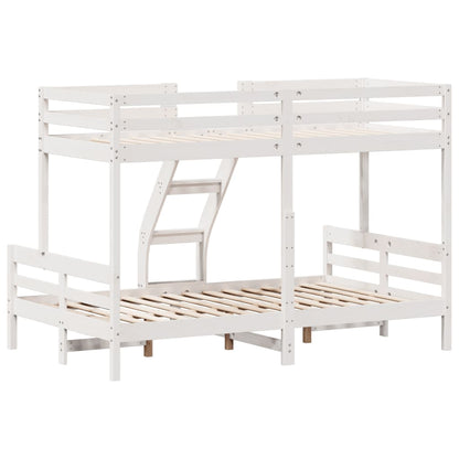Lit superposé sans matelas 80x200/120x200 cm blanc bois massif