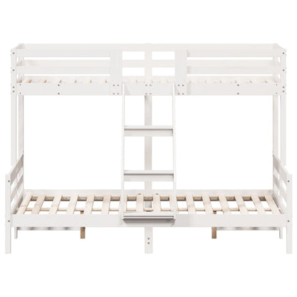 Lit superposé sans matelas 80x200/140x200 cm blanc bois massif