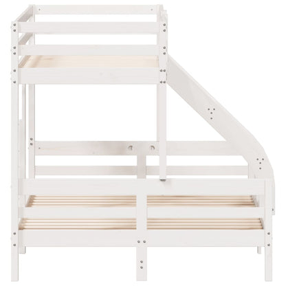 Lit superposé sans matelas 80x200/140x200 cm blanc bois massif