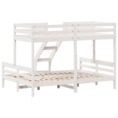 Lit superposé sans matelas 80x200/140x200 cm blanc bois massif