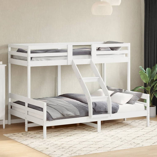 Lit superposé sans matelas 80x200/140x200 cm blanc bois massif
