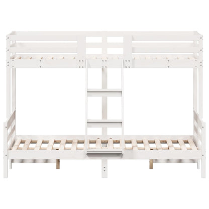 Lit superposé sans matelas 90x200/120x200 cm blanc bois massif