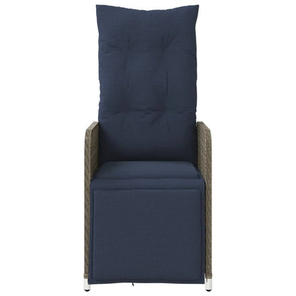 Lot de 2 chaises de jardin inclinables avec Table en résine tressée grise