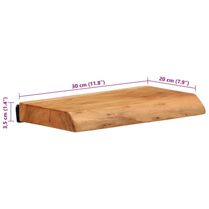 Étagères murales 2 pcs 30x20x3,5 cm bois massif d'acacia