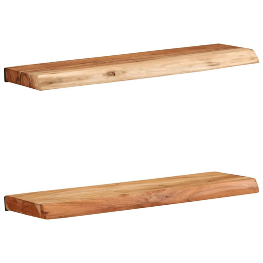 Étagères murales 2 pcs 60x20x3,5 cm bois massif d'acacia