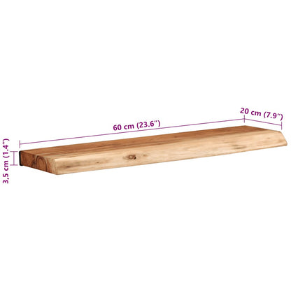 Étagères murales 2 pcs 60x20x3,5 cm bois massif d'acacia