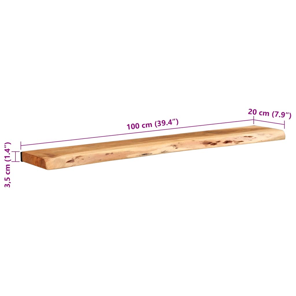 Étagères murales 2 pcs 100x20x3,5 cm bois massif d'acacia