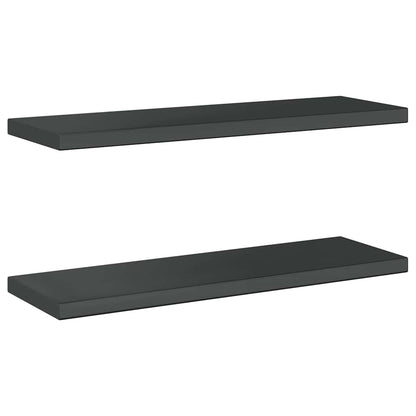 Étagères murales 2 pcs 75x23,5x3 cm noir acier inoxydable