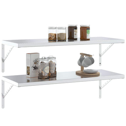 Supports d'étagères 4 pcs 40x2,5x25 cm argenté acier inoxydable