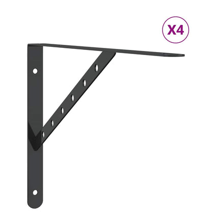 Supports d'étagères 4 pcs 40x2,5x25 cm noir acier inoxydable