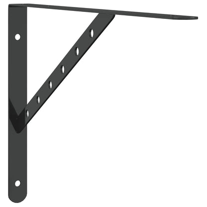 Supports d'étagères 4 pcs 40x2,5x25 cm noir acier inoxydable