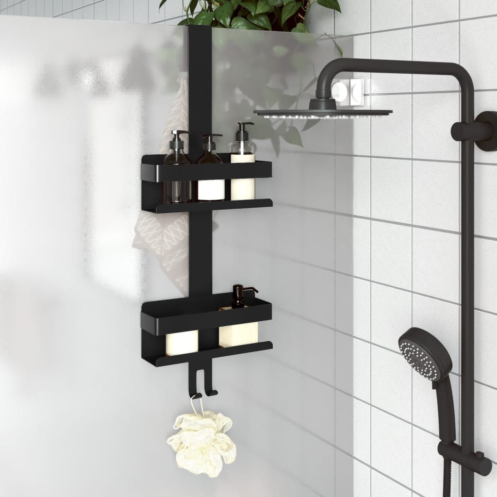 Support de douche suspendu noir mat acier inoxydable 304 brossé