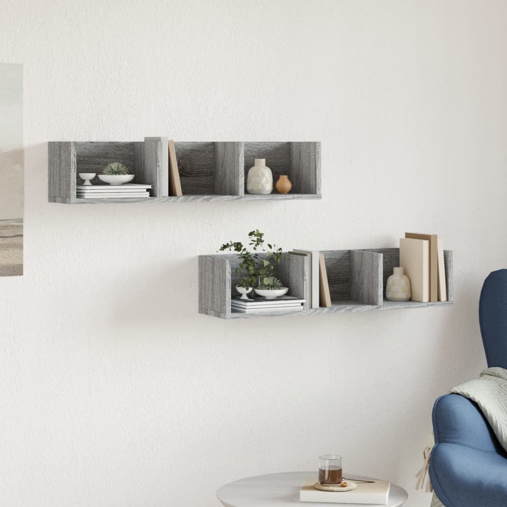 Armoires murales 2pcs sonoma gris 75x18x16,5 cm bois ingénierie