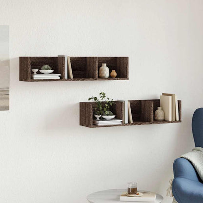 Armoires murales 2pcs chêne marron 75x18x16,5cm bois ingénierie