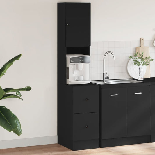 Mueble de cocina negro 35x50x180 cm madera de ingeniería