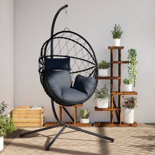 Chaise suspendue en forme d'œuf avec support anthracite
