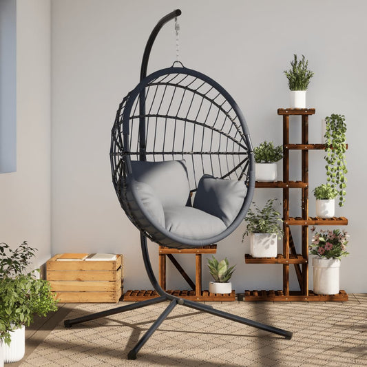 Support de chaise suspendue en forme d'œuf sans panier noir acier