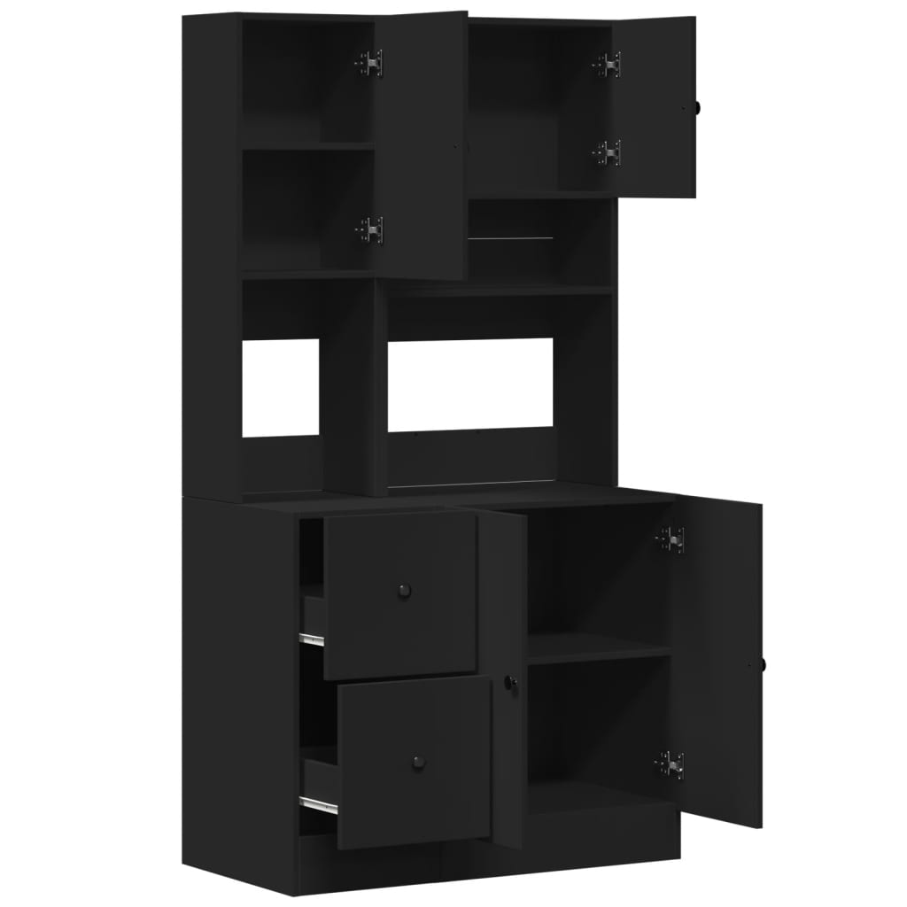 Mueble de cocina negro 95x50x180 cm madera de ingeniería