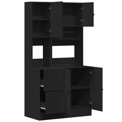 Mueble de cocina negro 95x50x180 cm madera de ingeniería