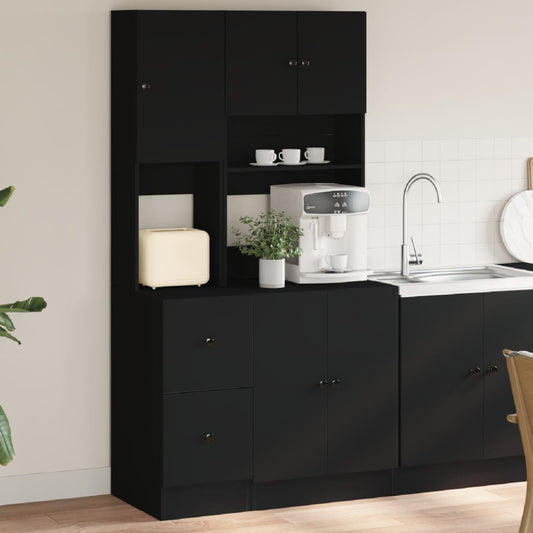 Mueble de cocina negro 95x50x180 cm madera de ingeniería