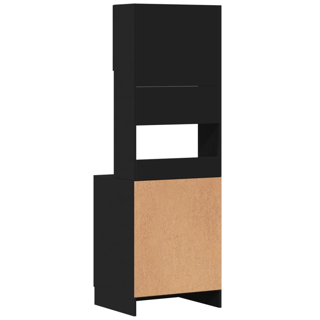 Mueble de cocina negro 60x50x180 cm madera de ingeniería