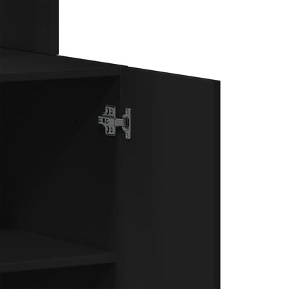 Mueble de cocina negro 60x50x180 cm madera de ingeniería