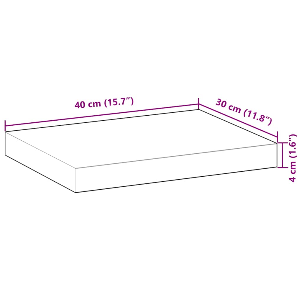 Étagères flottantes 2 pcs 40x30x4 cm acacia massif non traité