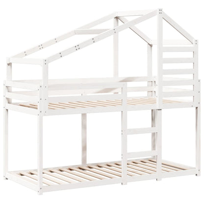 Lit superposé sans matelas blanc 80x200 cm bois de pin massif