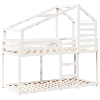 Lit superposé sans matelas blanc 90x190 cm bois de pin massif