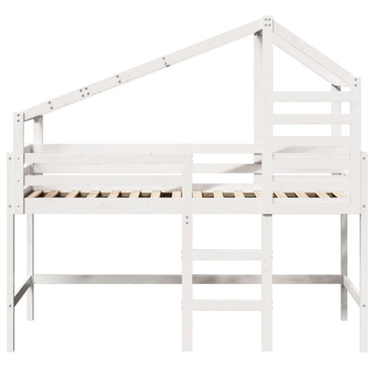 Lit superposé avec échelle et toit sans matelas blanc 80x200 cm