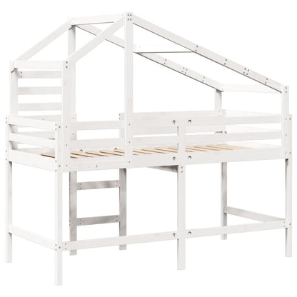Lit superposé avec échelle et toit sans matelas blanc 80x200 cm