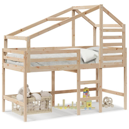 Lit superposé avec échelle et toit sans matelas 90x190 cm
