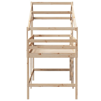 Lit superposé avec échelle et toit sans matelas 90x190 cm