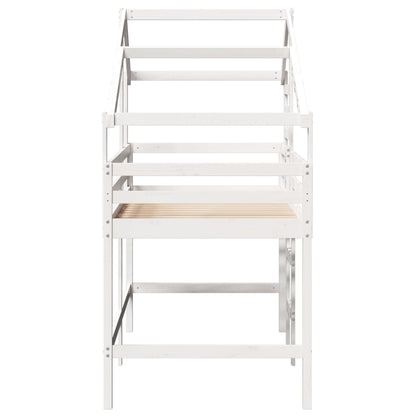 Lit superposé avec échelle et toit sans matelas blanc 90x190 cm