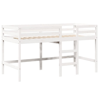 Lit superposé avec échelle et toit sans matelas blanc 90x190 cm