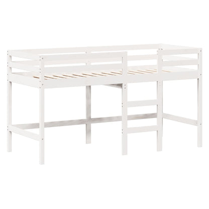 Lit superposé avec échelle et toit sans matelas blanc 90x190 cm