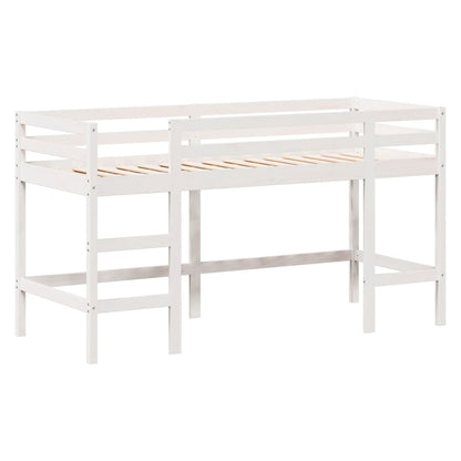 Lit superposé avec échelle et toit sans matelas blanc 90x190 cm