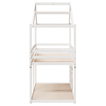 Lit superposé sans matelas blanc 90x190 cm bois de pin massif