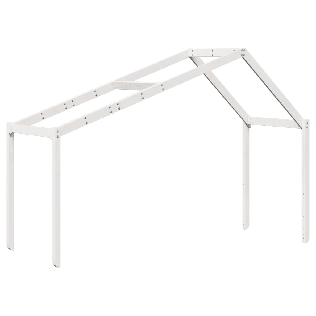 Lit superposé avec échelle et toit sans matelas blanc 90x200 cm