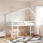 Lit superposé avec échelle et toit sans matelas blanc 90x200 cm