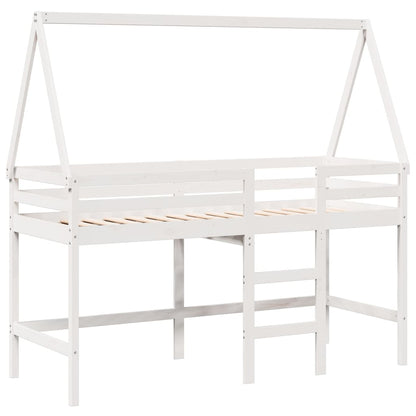 Lit superposé avec échelle et toit sans matelas blanc 90x200 cm