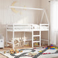 Lit superposé avec échelle et toit sans matelas blanc 90x200 cm